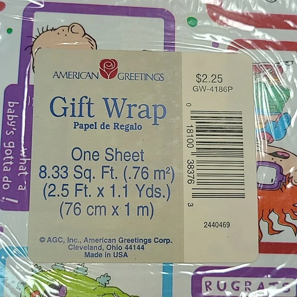 Vintage Nickelodeon Rugrats American Greetings‎ Wrapping Paper Gift Wrap NOS